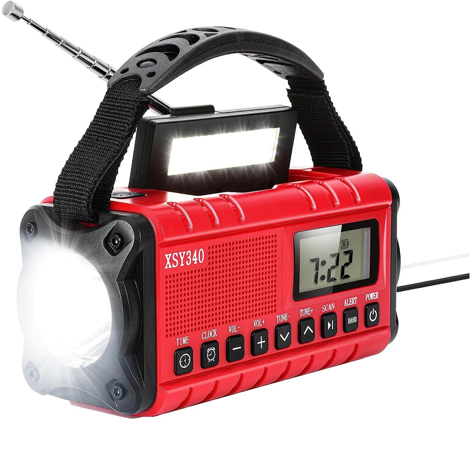 

Аварийное радио с ручным управлением, 4000 мАч метеорологическое радио с AM/FM/NOAA, солнечная батарея, One Size красный