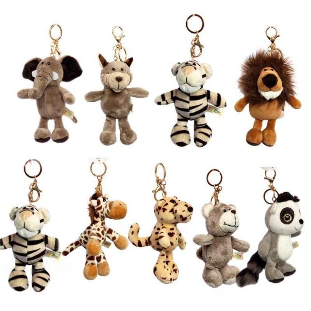 Stuffed Animal Animal Plush Keychain Jungle Brother Elephant Lion Keyring  Best Gifts