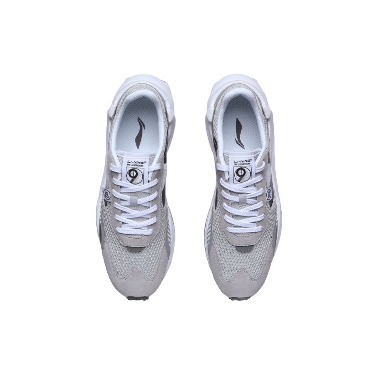 Li Ning Round And Square Non-Slip Wear-Resistant Shock Absorbing Low-Top Running Shoes Men Running Shoes Gray White Black AGCR039-1