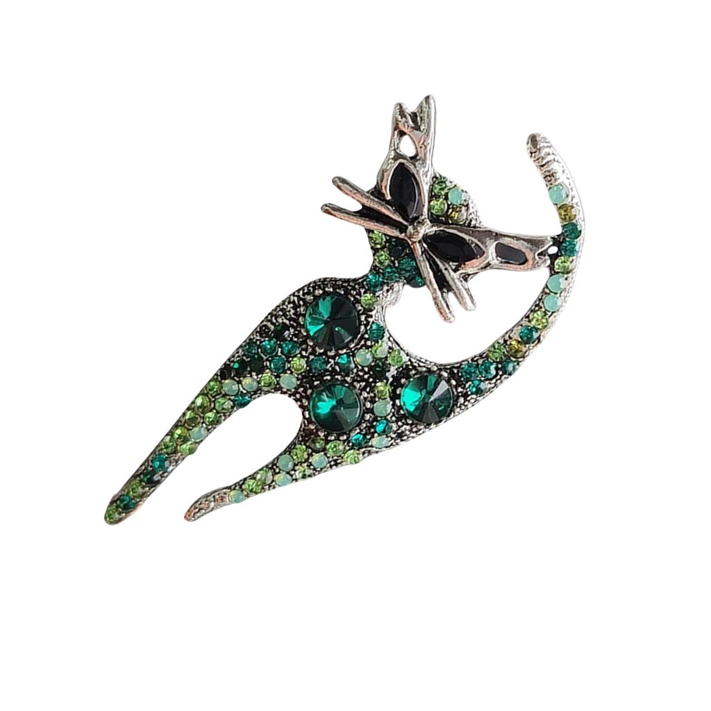 Elegant Rhinestones Cats Brooch Enamel Animal Lapel Pin Stylish Business Event Accessory for Fashion Enthusiasts