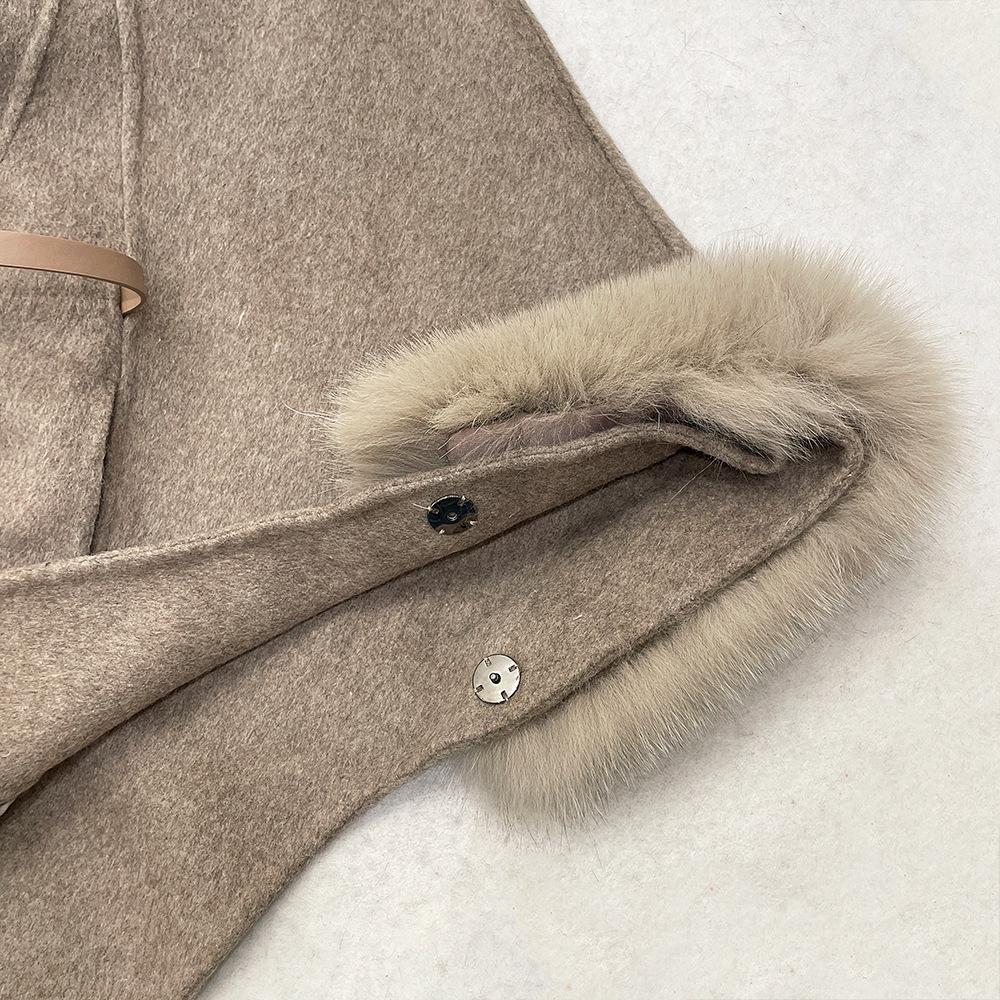 Australian Double-Sided Cashmere Wool Coat with Big Fox Fur Collar - Autumn/Winter Korean Style Women's Outerwear