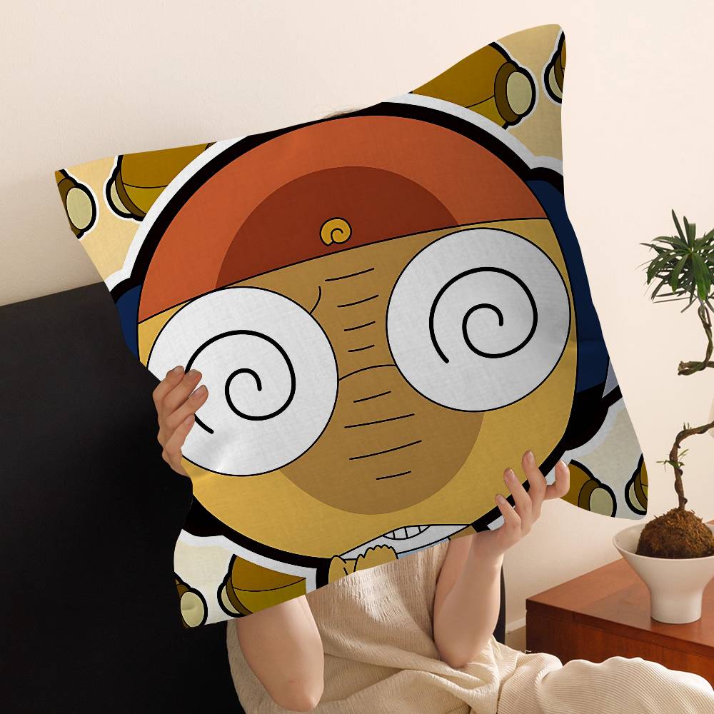 Anime Keroro Gunsou Frog Pillow Gift Home Office Decoration Bedroom Sofa Car Cushion Cover Case 45X45 Peach skin 18*18(CM)-1Pcs