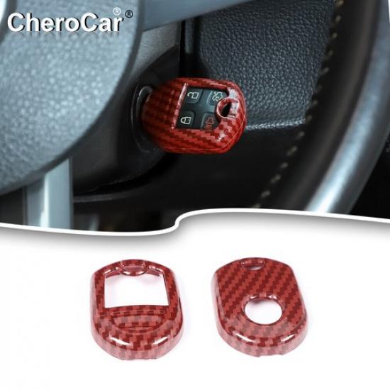For 2009-14 Ford F150 Key Fob Protector Cover Case Shell Trim Red Carbon Fiber