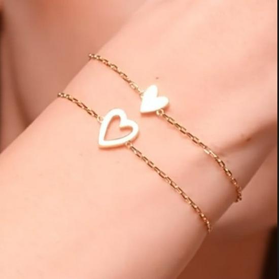 Women's Heart Shaped Hollow Pendant Adjustable Friendship Bracelet Set