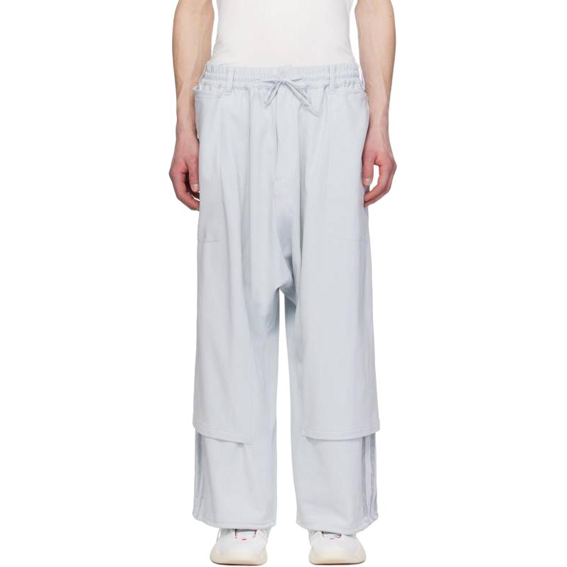 

Y-3 Mid-Rise Striped Loose Straight Leg Knit Sports Pants Men pants Light-Gray JM7831 XS