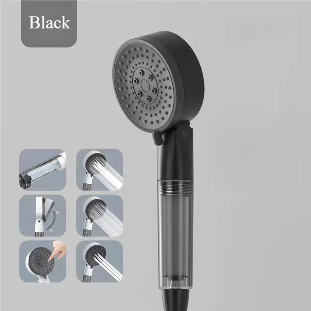 

Portable 3 Modes Shower Head ABS Handheld Sprinkler Head Pressurized One-Key Stop Shower Spray Household Bathroom чорний