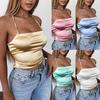 Camisole Charming Elegant Solid Color Women Strappy Crop Top for Daily Wear Party Vacation