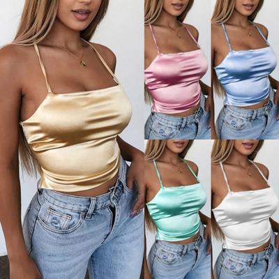 Camisole Charmantes, elegantes, einfarbiges Damen-Träger-Crop-Top für den täglichen Gebrauch im Partyurlaub
