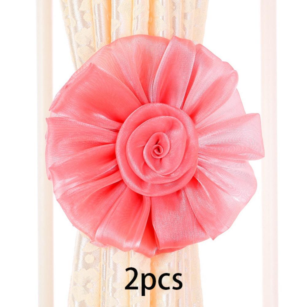 

2 ШТ Прикраса для штор Квіткова форма Підв язки для штор Мереживна квітка Декор для штор Ремінець темно-рожевого кольору