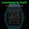 Automatic Skeleton Watch Mens Waterproof Luminous Tonneau Mechanical Wrist Watch Silicone Band