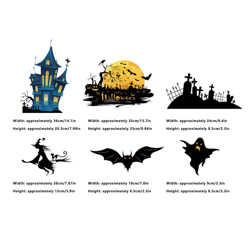Halloween Window Clings 4 Sheets Set Ghost Witch Spider PVC Halloween Window Stickers for Glass Windows and Doors