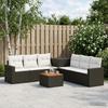 Sofa Set 8 Pieces Black and Cream White Poly Rattan and Steel