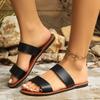 Fashion Flat Slip Resistant Buckle Slippers for Women Casual Comfort Beach Shoes Women Fashion Versatile Black Roman Sandalias De Mujer