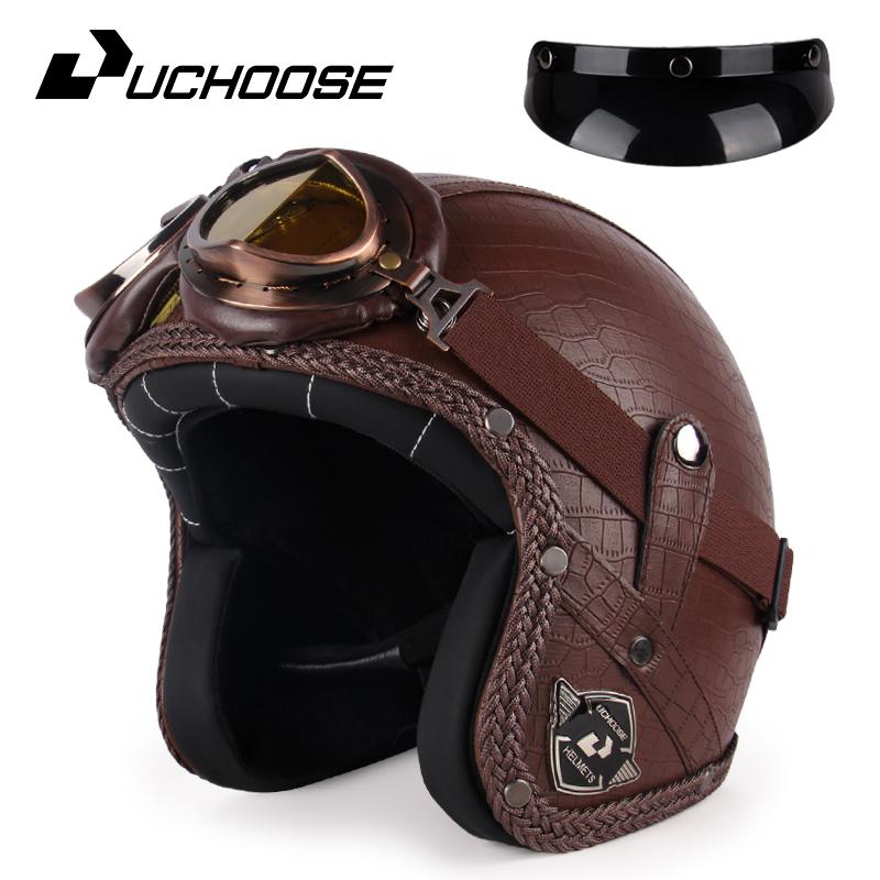 DOT Approved Vintage Motorcycle Helmet 3/4 Open Helmet Scooter Capacetes Motorcycle Equipment