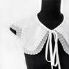 Lace Faux Collar Neckpiece With Detailed Embroidery Trim Comfortable Adjustable Laceup Tied Design For Formal Outfit