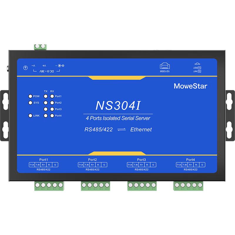 MoweStar 4-Port Industrial Serial To Ethernet Server