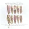 Handmade Long Stiletto Press On Nails Reusable Butterfly Diamond Decor Full Cover Artificial False Nails