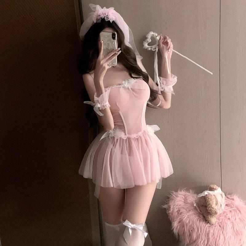 Sexy Lingerie Sweet Princess Suspender Skirt Sexy Mesh Perspective Bridal Wedding Dress Cosplay