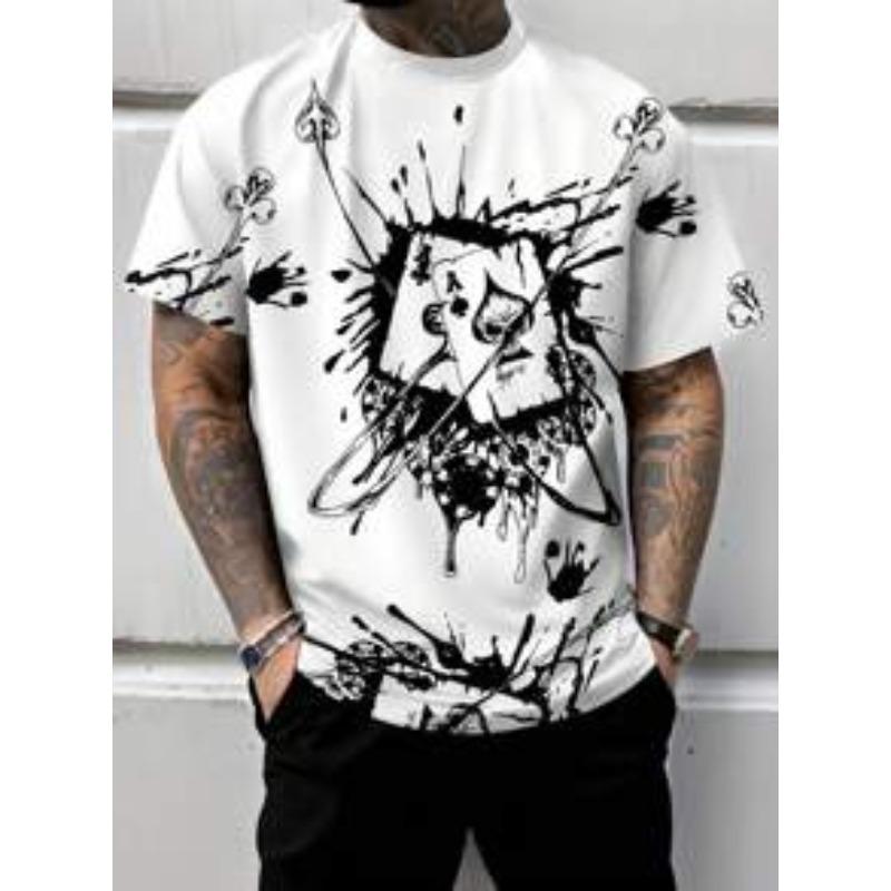 Summer Men's 3D Printed Crew Neck T-Shirt Fashion Versatile Breathable Trend Casual