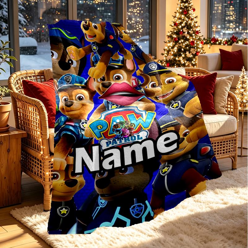 Custom Name Personalized PAW Patrol Print Blanket, Home Decor, Bedroom, Sofa, Camping, Couch, Gifts for Birthday Christmas