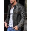 European and American men's PU leather jacket stand-up collar locomotive leather jacket casual slim trendy jacket men's
