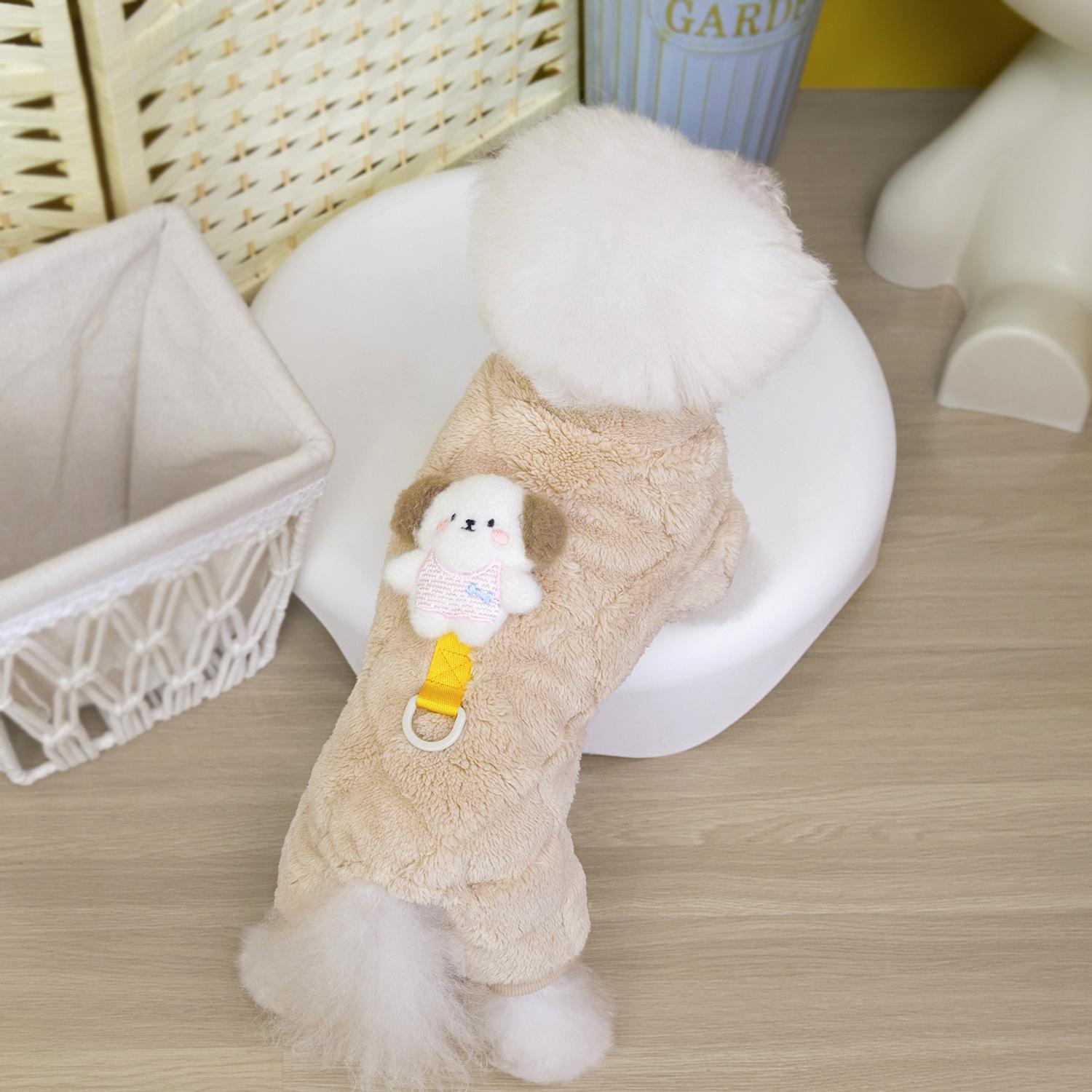 

Термофлисовый комбинезон на четырех лапах для собак с креплением для поводка Теплая зимняя одежда для маленьких и средних собак, кошек XXL хаки