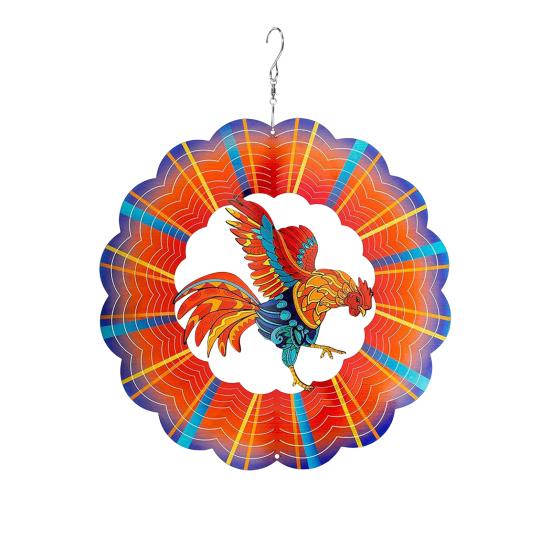 3D Animal Wind Spinner Decoration with Hook Indoor Outdoor Garden Yard Porch Colorful Turtle Butterfly Rooster Dragonfly Flower Wind Chime Hanging