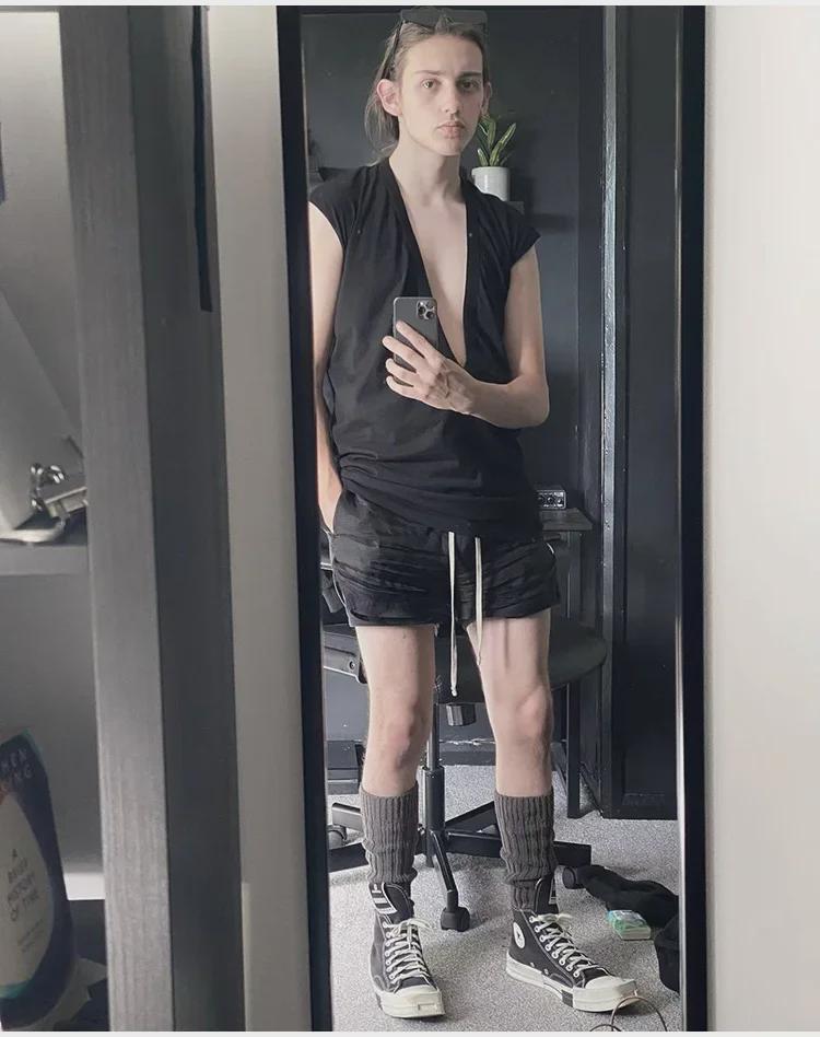 SUBHUMAN Men's Spring/Summer Dark Knitted V-Neck Sleeveless Tank Vest - Couple's Style