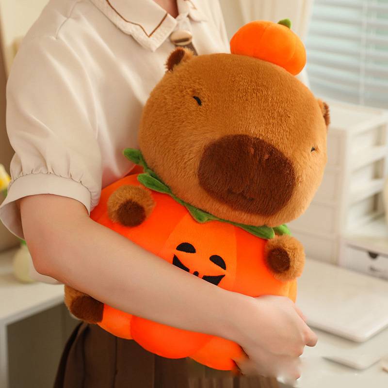 Plush Capybara Pumpkin Toy Cartoon Halloween Funny Pillow Decoration Supplies