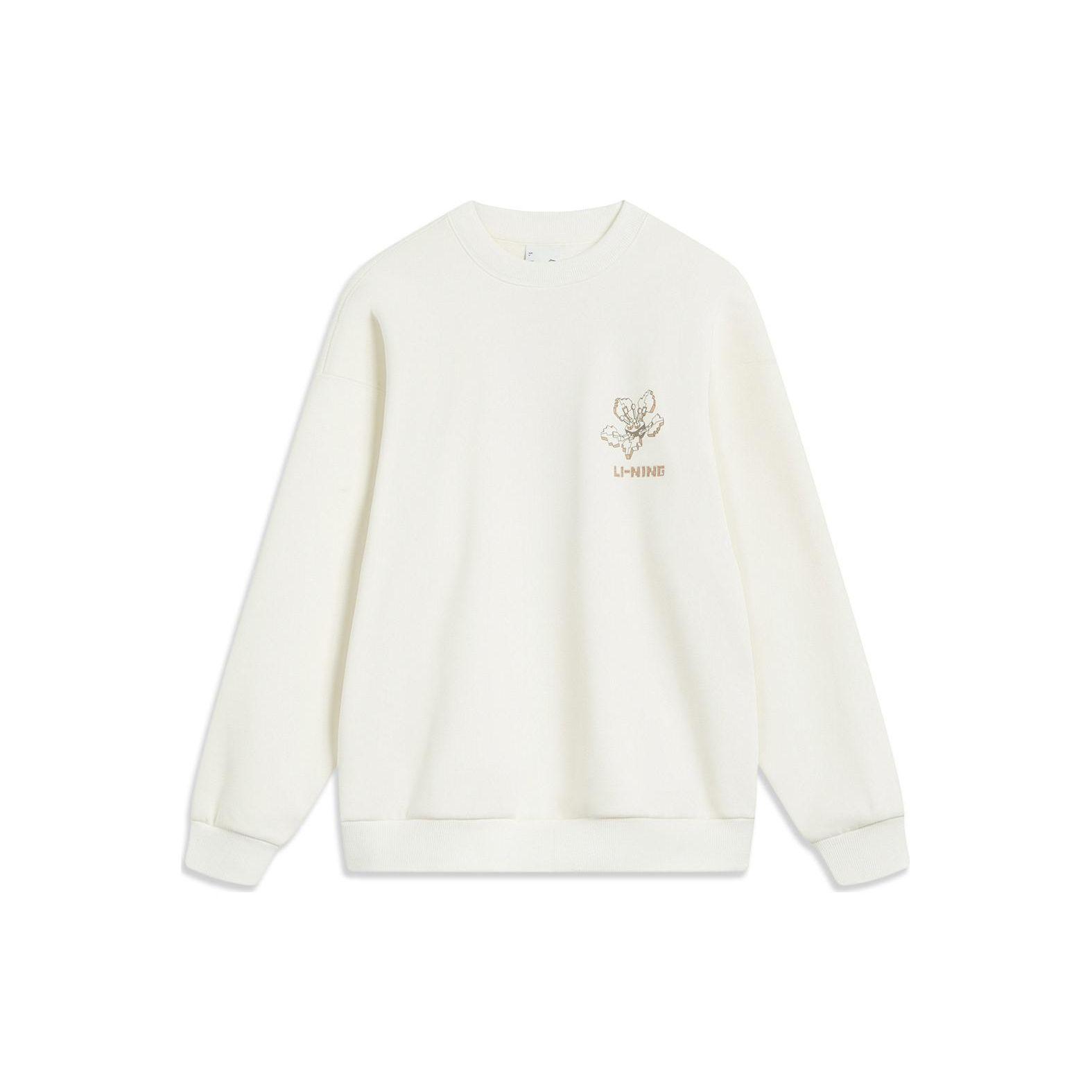 Li-Ning Women s Fleece Lined Crew Neck Sweatshirt Off-White AWDT762-4 S