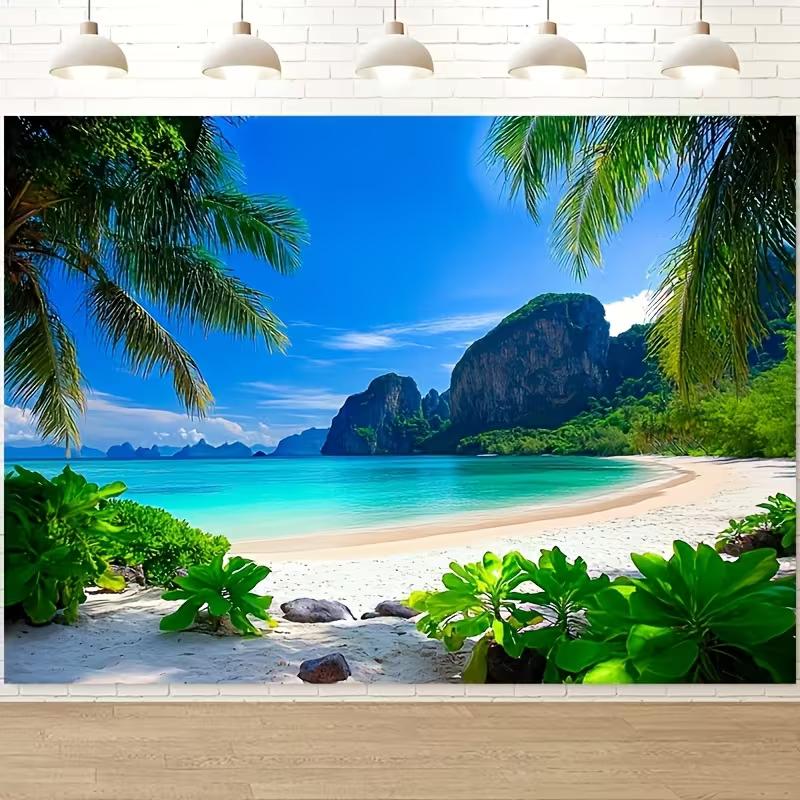 Tapeçaria de Praia de Ilha Tailandesa, Litoral Tropical Exótico com Areia Branca e Palmeiras para Amantes de Viagem