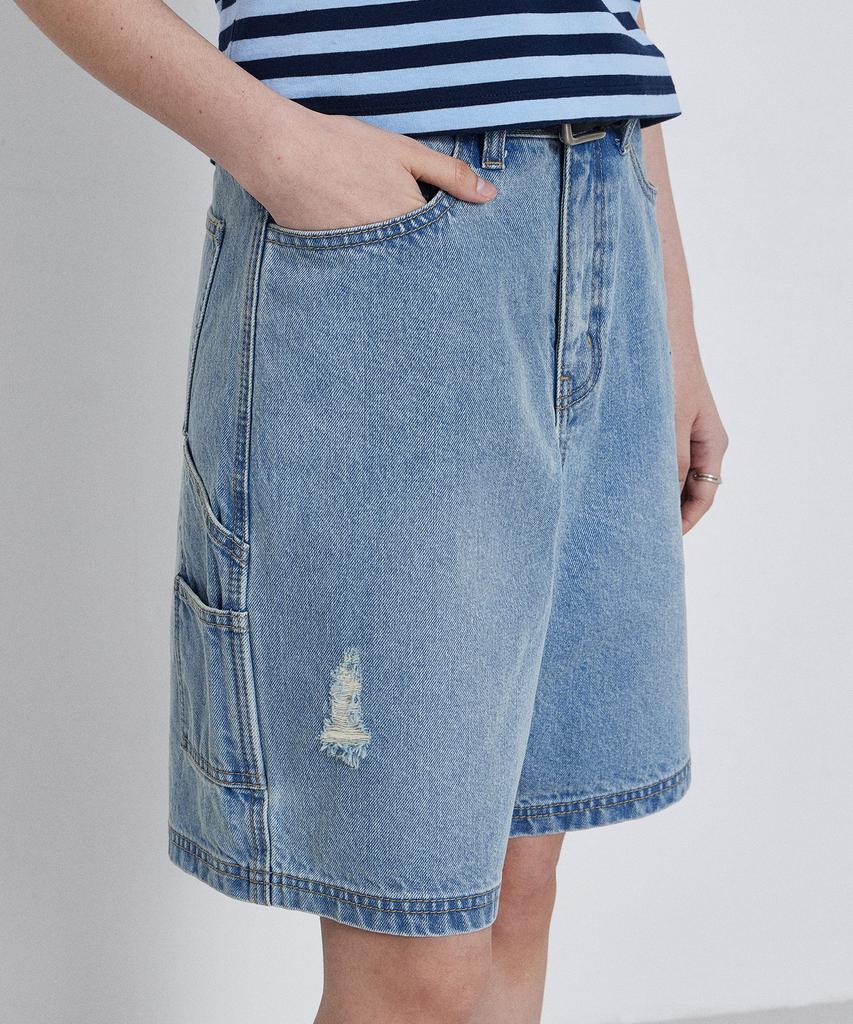 KIIMUIR (Women) Bermuda Denim Carpenter Shorts_Sky Blue