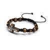 Alloy Pine Weaving Crucifix Stretch Bracelet Personality Handmade Knitted Jewelry for Men Boy Christian Ornaments Gifts