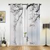 Chinese Style Tree Winter Bird Reflection Window Curtains for Living Room Kids Bedroom Valance Curtains Kitchen Window Drapes