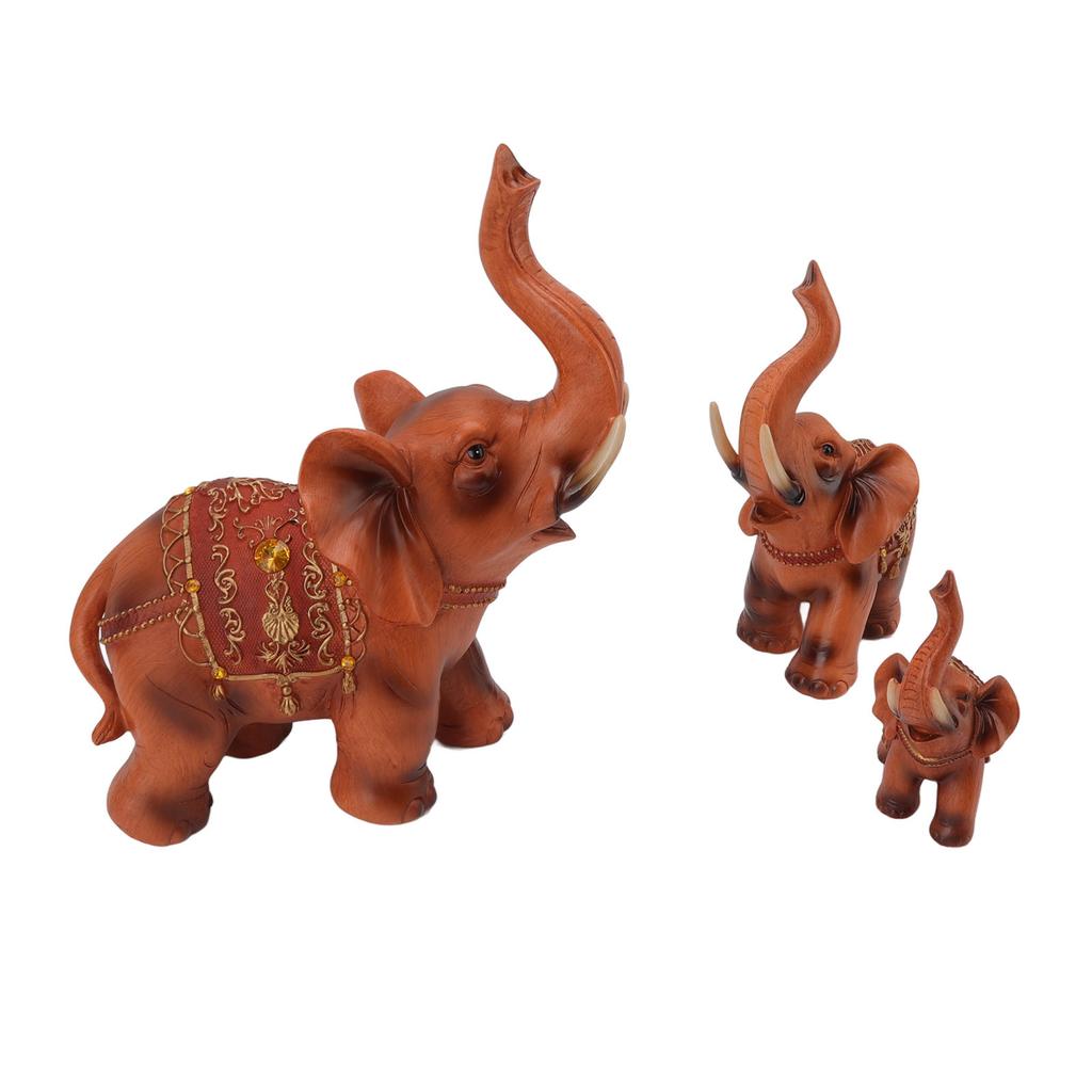 3 st Elefantfigurer Livliga Utsökta Detaljer Elefant Harts Ornament för Hem Kontor Kaféer