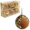 Set of 6 Velvet Gold Baubles with Sequins 7 Cm - Plastic Baubles for the Christmas Tree