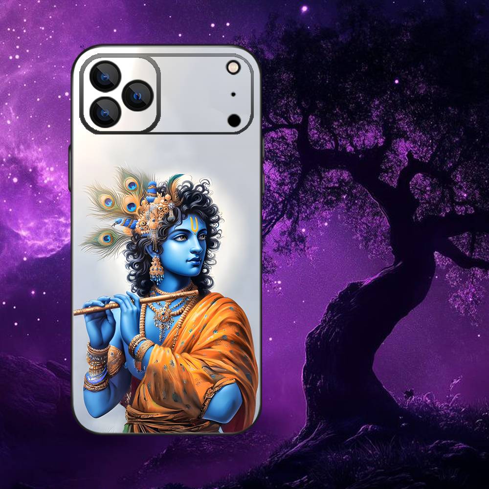 

Indian God Lord Krishna Phone Case For iPhone 17,16,15,14,13,12,11,Pro Max,XSX,,XR,SE,Mini,8,7,Soft Silicone Black Cover iPhone14ProMax