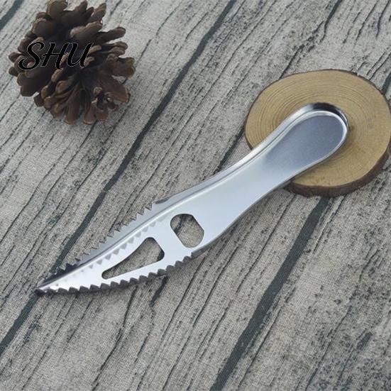 Fish Scale Scraper Double Row Sawtooth Sharp Convenient Perfect Fitting Comfortable Handle Kitchen Remove Scales Silver Color Stainless Steel Remover