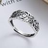 925 Sterling Silver Rose Pattern Vintage Open Ring