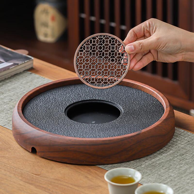 Zhinianhua Imitation Rosewood Round Kung Fu Tea Tray
