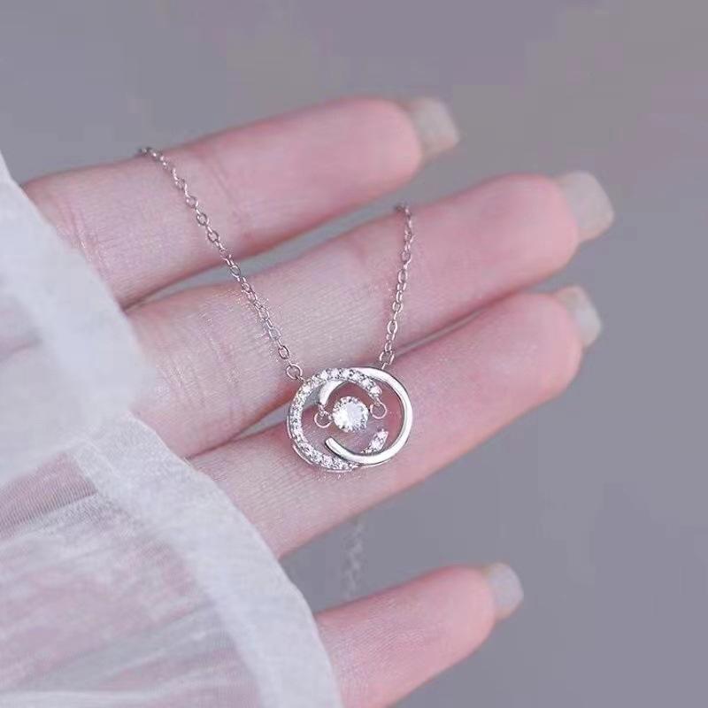 Smart Necklace Women'S Lamp Luxury Niche Premium Sense Double C Beating Heart Pendant Clavicle Necklace Girlfriend Birthday Gift