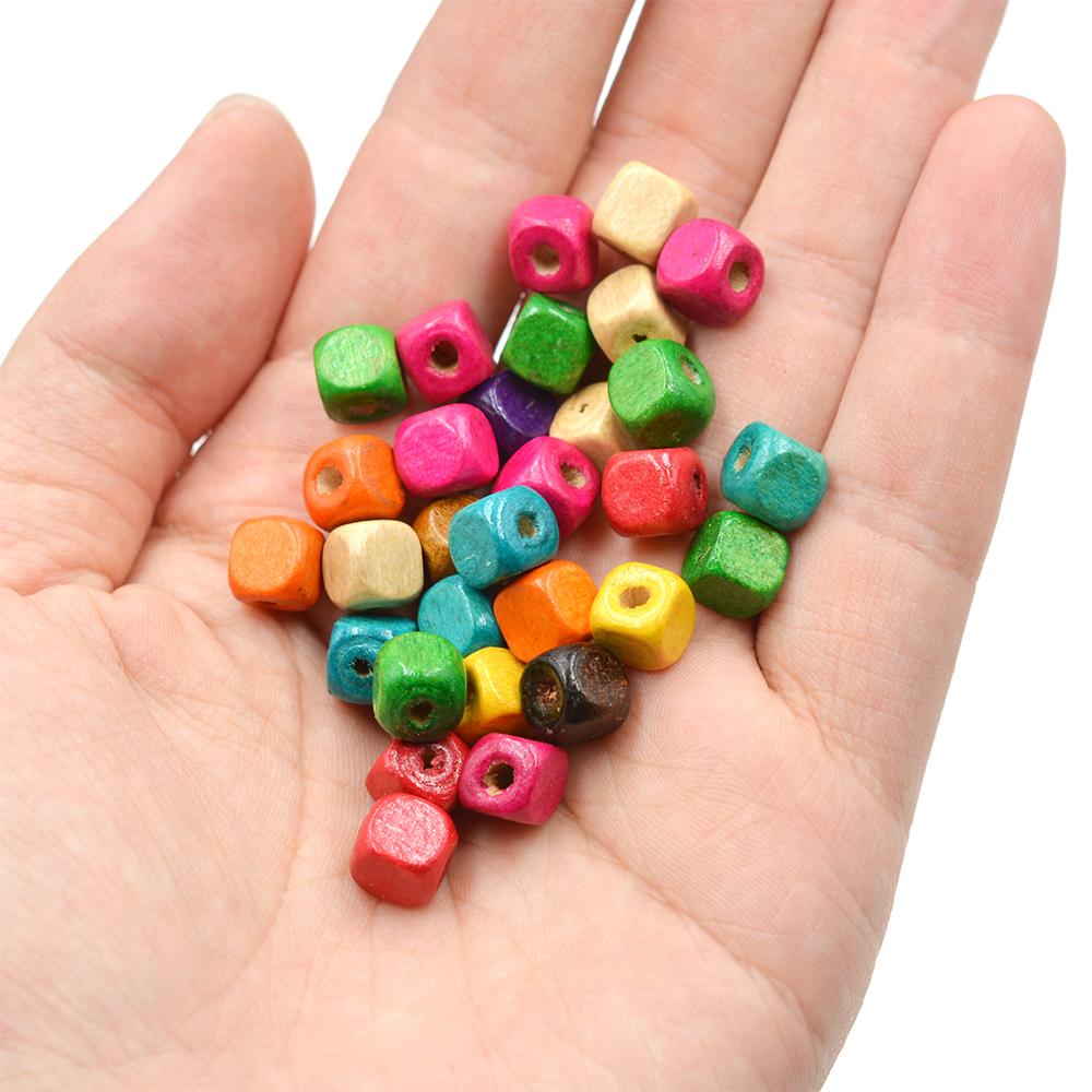 Bunte Würfel Holz Zufällig Gemischt Quadratische Perlen 8MM Umweltfreundlich DIY Holz Runde Lose Perlen für Schmuckherstellung Handgefertigtes Zubehör
