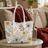 Boho Floral Print Tote Bag Casual Lightweight Shoulder Handbag for Daily Use