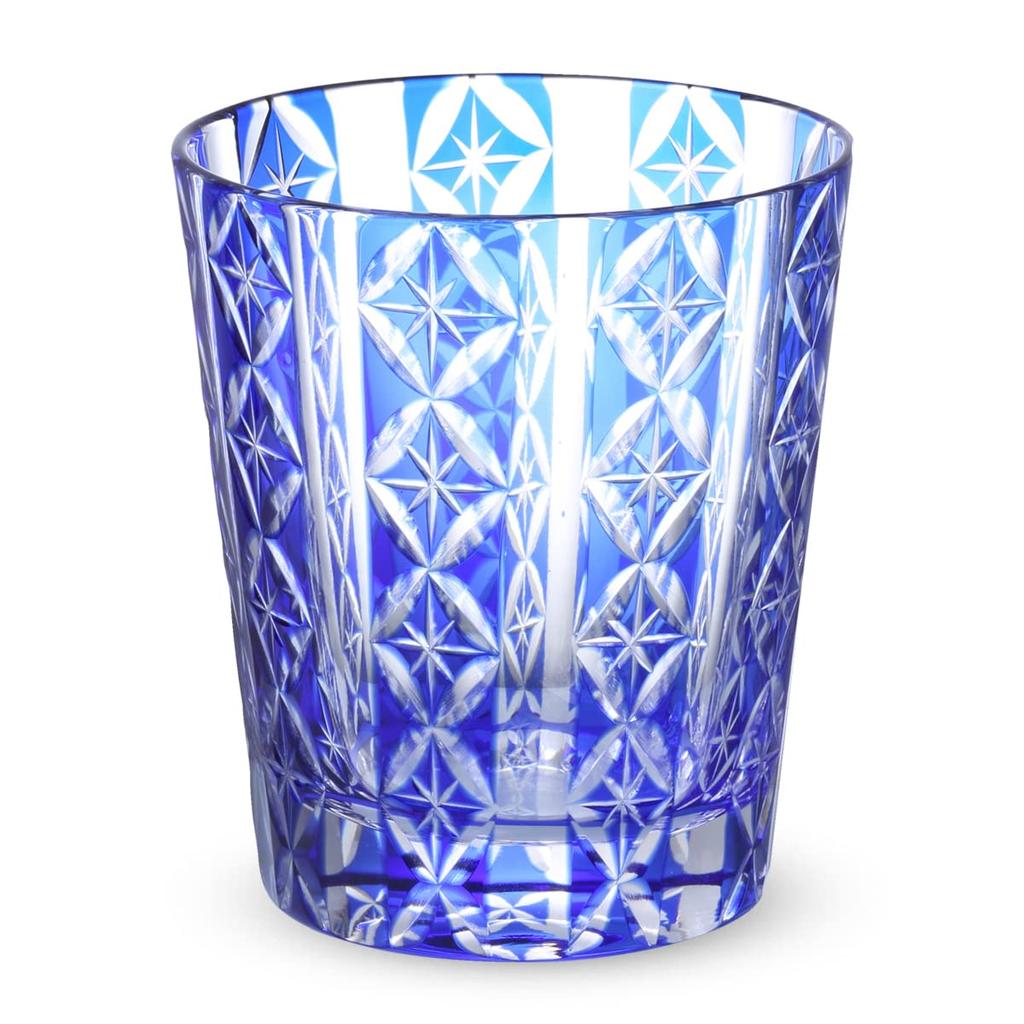 Nostalgia Kiriko Glass Cup 220cc Shippo Blue Bisho Current Model J-kitchens 79xH90mm