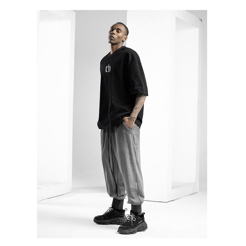 Wassup Heods Short-Sleeve T-Shirt for Men, Heavyweight American High Street Fashion Brand, Loose Fit, Pure Cotton Half-Sleeve, Couple's Summer Wear