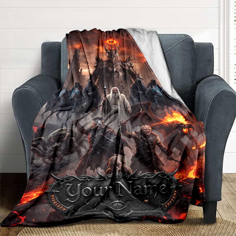 Lord Rings Personalized Name Blanket Gift Customizable Blanket Comfortable Throw For Nap Chair Sofa Bedding All-Season Use