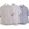 Export Japanese Original Cut Label Stand Collar Ruffled Flare Sleeve Short Sleeve Shirt Accessible Luxury Fancy Professional Bottoming Shirt