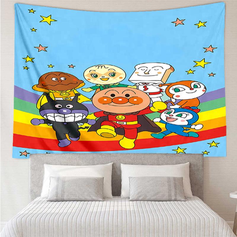Anpanman Print Tapestry, Backdrop, Easy Setup, Ideal for Bedroom, Office & Living Room, with Aesthetic Wall Hanging Decor.