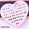 Women's Heart Stud Earrings Set in Acrylic Resin - Boxed Jewelry Accessory