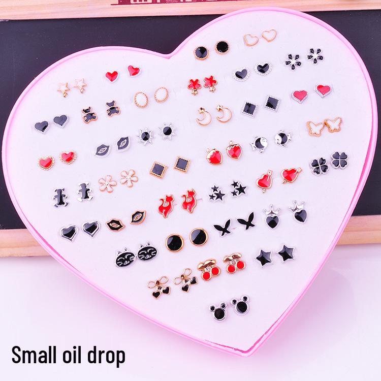 Women's Heart Stud Earrings Set in Acrylic Resin - Boxed Jewelry Accessory